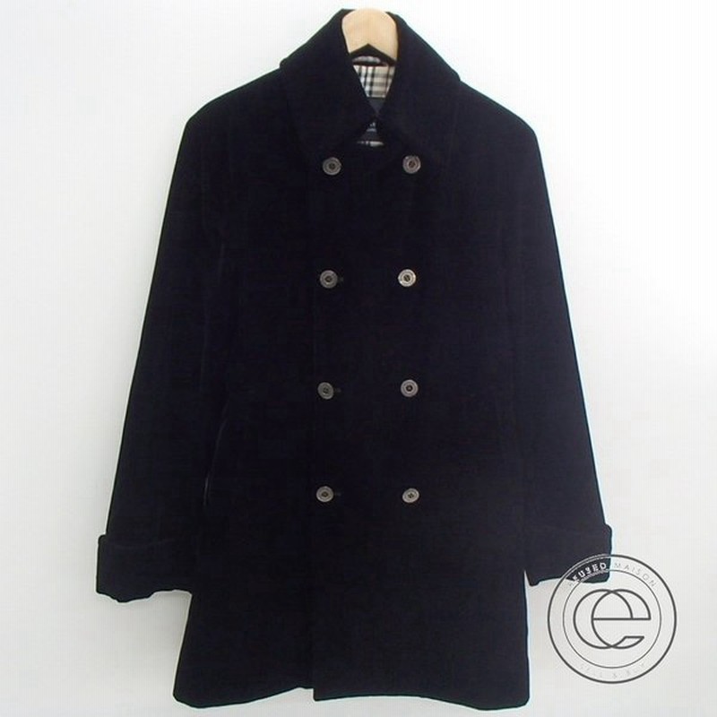 Burberrry Black Labelバーバリー ブラックレーベル 裏地ノヴァチェック柄 折返し袖 ダブルボタン ベロアコート M ブラック メンズ 通販 Lineポイント最大0 5 Get Lineショッピング