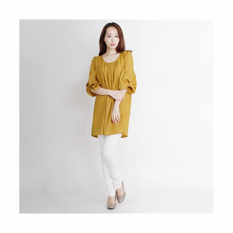 マーサ Martha リボン袖サテンタックチュニックワンピース 通販 Lineポイント最大get Lineショッピング