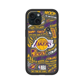 iPhone 15 Mod NX 黑 - NBA - 塗鴉系列-洛杉磯湖人 L.A. Lakers - Graffiti