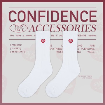 愛心刺繡厚實長襪