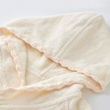 日本製 有機棉嬰兒兩用浴袍包巾 貝殼刺繡