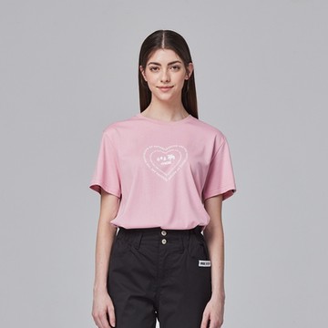 moz瑞典 心心相印駝鹿 舒適柔棉 100%純棉短T-芭比粉(亞洲版)女款