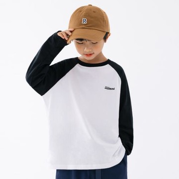 RS家男童長袖T恤春季純色基礎純棉插肩嘻哈街舞寬松中大小兒童T恤