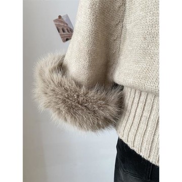 2025年秋冬新款韓系慵懶感減齡百搭毛毛袖針織衫女修身顯瘦毛衣潮