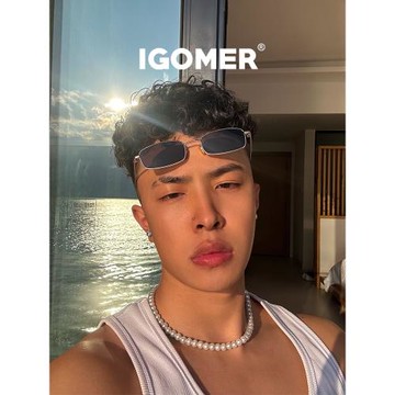 IGOMER王一博同款歐美嘻哈天然珍珠小眾項鏈頸鏈男女輕奢不掉色