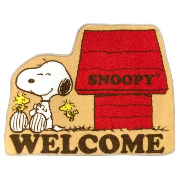 SNOOPY 史努比 造型短絨止滑腳踏地墊  68 x 52cm  黃色