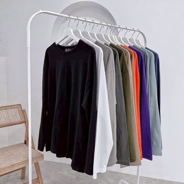 【OPB】韓國 薄長T 垂墜感 100%純棉 寬大版 內搭 單穿 寬鬆落肩 情侶 男女 街頭 素面休閒