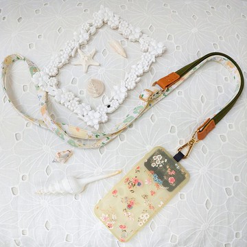 三合一多功能綠色韓國棉布手機斜背繩/斜背帶/背繩/掛繩