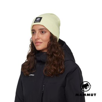 【Mammut長毛象】Fedoz Beanie 保暖針織反折豆豆帽 苔蘚黃 #1191-01092