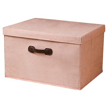 加厚手提可堆疊牛津布收納儲物箱 折疊 節省空間 高效收納 加厚好支撐 提把設計易搬動  胭脂粉  46 x 36 x 28cm  1個
