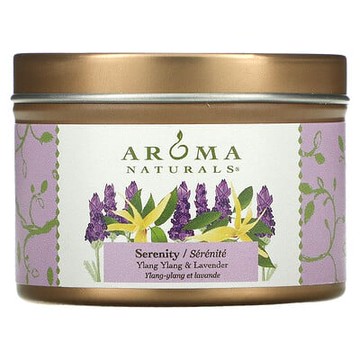Aroma Naturals, 旅行裝香薰蠟燭,舒緩寧靜,依蘭&薰衣花草香味,2.8 oz (79.38 g)