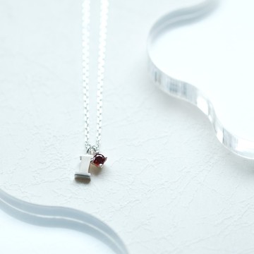 數字＆1月誕生石 石榴石 項鍊 925銀