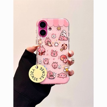 韓系可愛波點粉兔丸適用iPhone16promax手機殼蘋果15Plus14/XR13/12/11