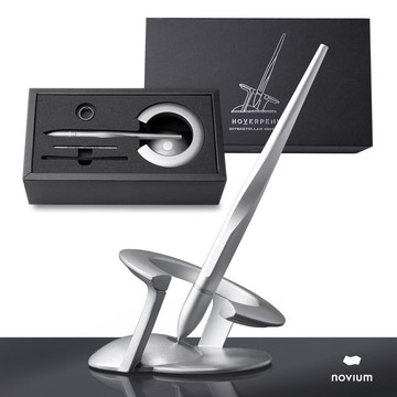 novium 自立筆 - 星際｜太空銀 HOVERPEN 最適合辦公桌的筆座組 無電漂浮 生日禮物 畢業禮物