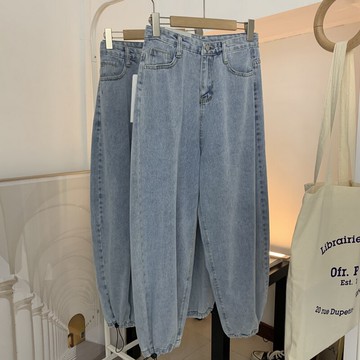 藏肉遮胯 薄款寬松bf牛仔褲女夏M-37高腰顯瘦束腳哈倫褲老爹褲潮