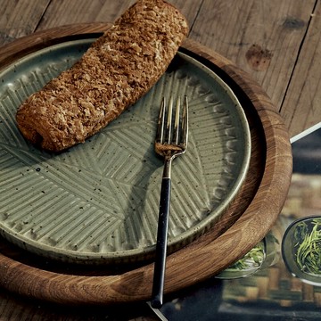 干果盤 粗陶復古點心盤蛋糕甜品日式托盤家用 景德鎮純手工1入