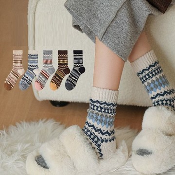 現貨 復古羊毛暖暖襪 文藝堆堆襪 中筒長款加厚 毛毛中筒襪 民族風暖暖襪 SOCKS(均碼)