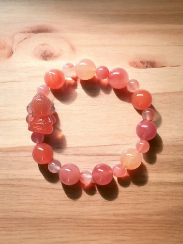 緋紅瑪瑙無相佛設計款手串