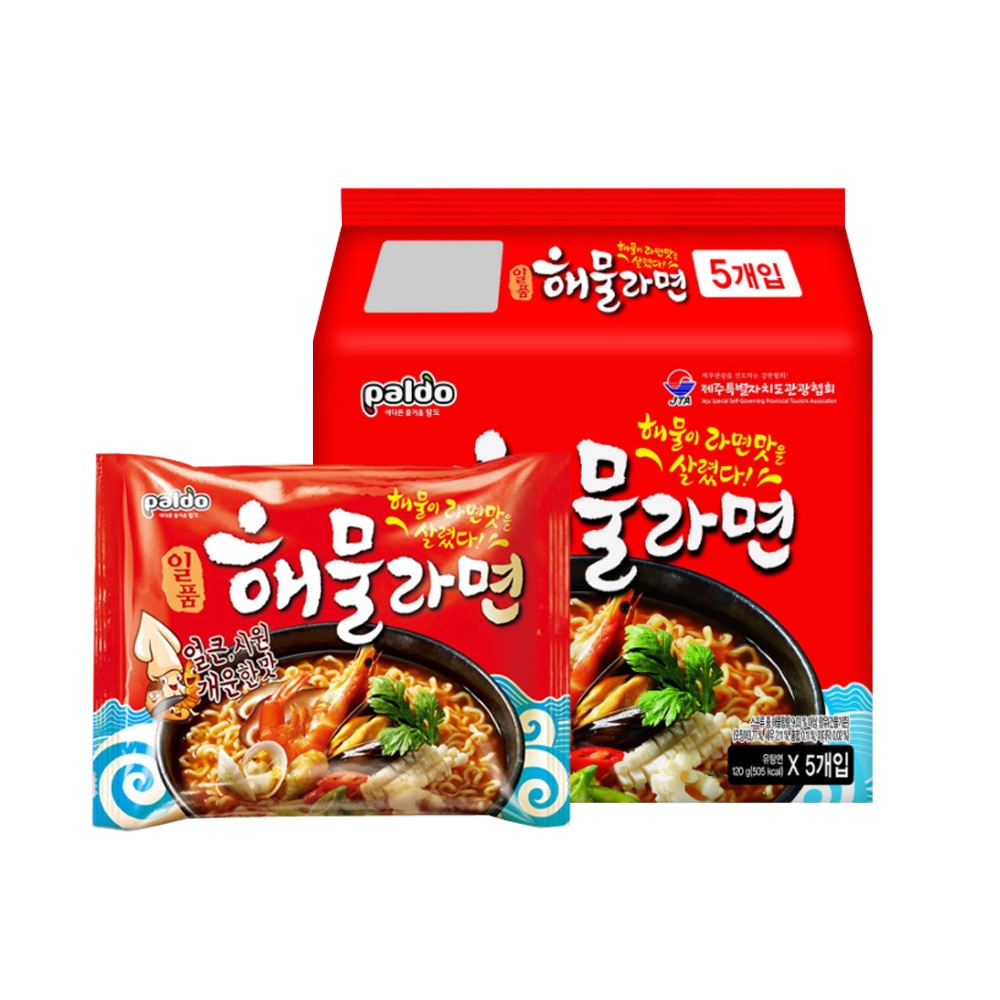 Paldo 一品ヘムルラーメン5袋入　(海鮮ラーメン 1個当たり 120g) 　韓国　ラーメン