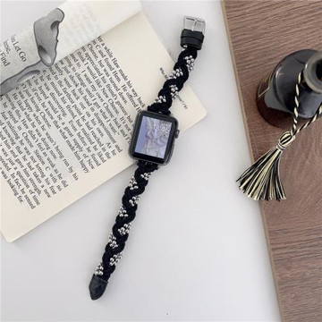 適用蘋果手表8彈力編織表帶iWatch7se6創意金屬3/4/5代小眾個性女