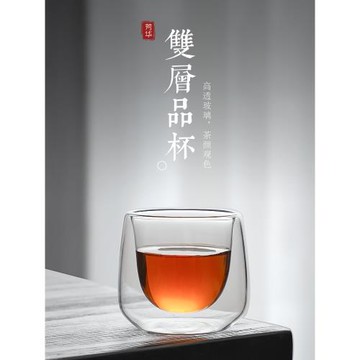 雙層隔熱防燙高硼硅玻璃功夫茶杯玻璃杯小主人杯茶具品茗杯品茶杯
