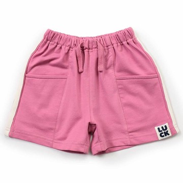 日本 BREEZE - 側邊口袋標籤棉質短褲-粉紅