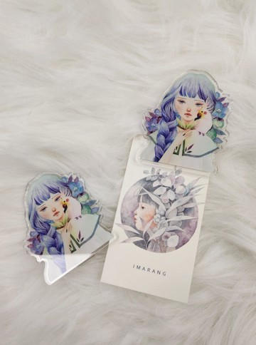 玄鳳鸚鵡與女孩 插畫夾