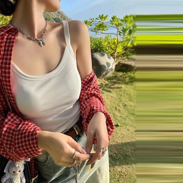 S-3XL 大尺碼設計感方領吊帶背心女夏季新款內搭外穿無袖打底百搭上衣