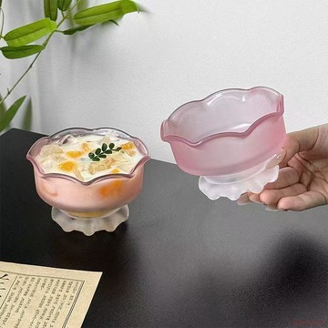 桃園出貨✨ins網紅玻璃甜品碗雪糕碗糖水碗帶勺酸奶冰淇淋碗果凍燕窩早餐碗