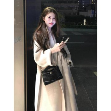 白色雙面呢羊絨羊毛大衣女2024秋冬新款高級感小個子氣質毛呢外套