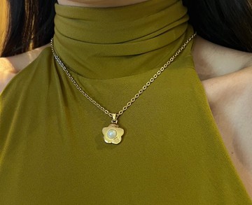 Givenchy絕版珍珠花形金色頸鏈項鏈延長鏈 絨面首飾盒 情人節禮物