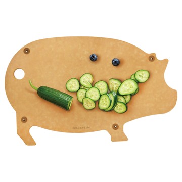 GOLD LIFE 高密度木纖維砧板 動物造型 41.5 x 25.5 x 0.6cm  大胖豬 卡其色  1個