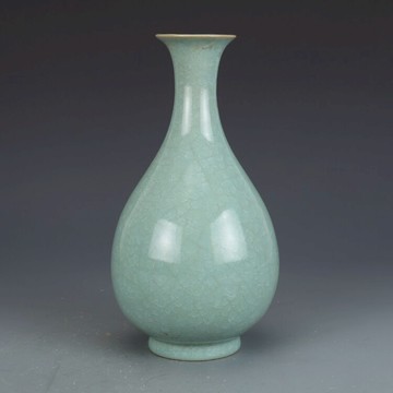 宋汝窯青釉冰片玉壺春瓶景德鎮仿古瓷器古董古玩收藏真品擺件