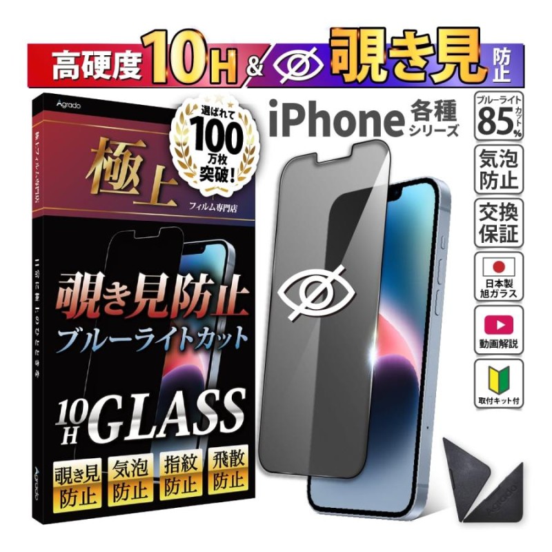 iPhone 覗見防止 フィルム ガラス ブルーライトフィルム iPhone15 Pro