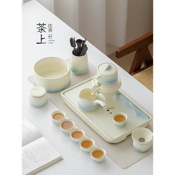 自動功夫茶具套裝家用辦公室會客陶瓷懶人泡茶器輕奢高檔禮盒送人