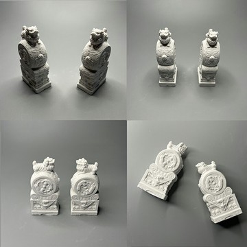 仿古門當石桌面小擺件國風門墩一對招財貔貅抱鼓石微景觀造景裝飾