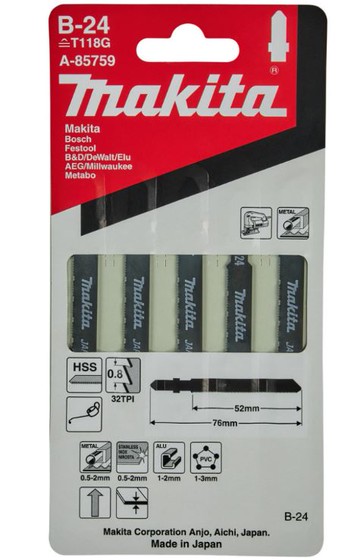 MAKITA 牧田 A-85759 線鋸片 5入 高速鋼 金屬切割 適用 金屬 不鏽鋼 薄鐵