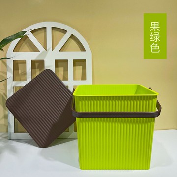 洗澡水桶凳炫彩條紋可坐帶蓋收納桶幼兒園釣魚桶方形加厚儲物桶