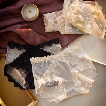 3條裝女士內褲無痕蕾絲桑蠶絲襠大碼性感舒適親膚純欲透氣三角褲