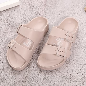 輕量雙排扣室外拖鞋-粉