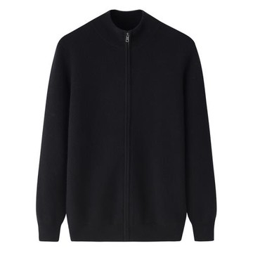 鄂爾多斯市產高端100純羊絨衫男拉鏈開衫半高領加厚毛衣外套E3780