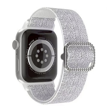 閃粉鑽扣錶帶 適用蘋果S11手錶帶女款AppleWatch7/8/9/10／SE3尼龍錶帶