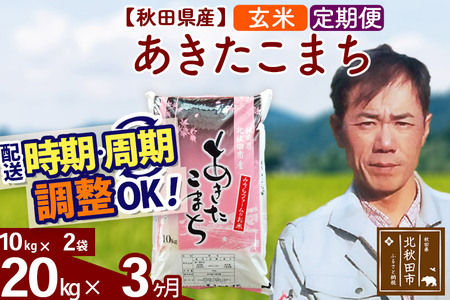 定期便3ヶ月》＜新米＞秋田県産 あきたこまち 20kg(10kg袋) 令和5年産