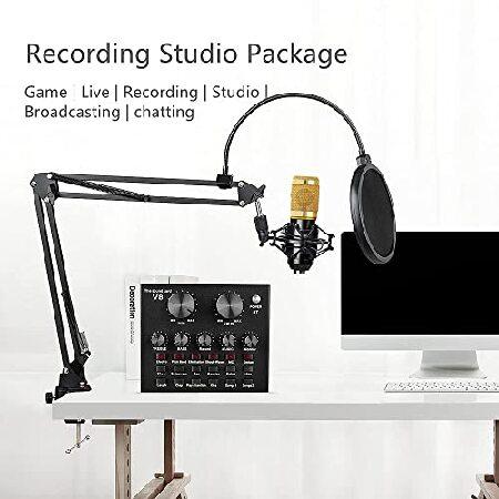 Podcast Equipment Bundle, BM-800 Recording Studio Package with Voice Changer, Live Sound Card Audio Interface for Laptop Computer Vlog Living Broadc