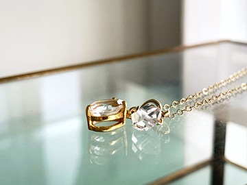 【四月誕生石】導向積極的水晶與吸引機會的赫基默鑽石・項鍊 (K14GF)