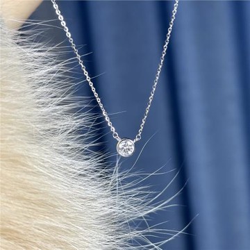 S925純銀莫桑鉆石項鏈女鉆石泡泡吊墜輕奢小眾高級感單鉆鎖骨鏈