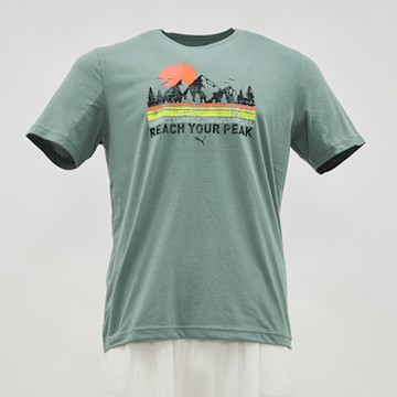 Puma Outdoor 男款 綠色 吸濕 排汗 圖樣 T恤 歐規 上衣 運動 休閒 短袖 52659830