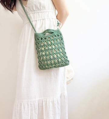 多用途手工鉤織隨身包包 /多色可選 背帶可調 肩背手提小包手機包