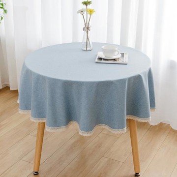 小圓桌桌布防水防油免洗家用輕奢高級感純色陽臺圓形茶幾臺布布藝