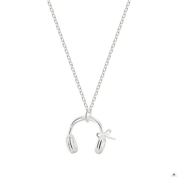 【Porabella】925純銀個性項鍊 耳機項鍊 蝴蝶結鎖骨鍊 可甜可鹽純銀項鍊 ins風 Necklace-廠商直送